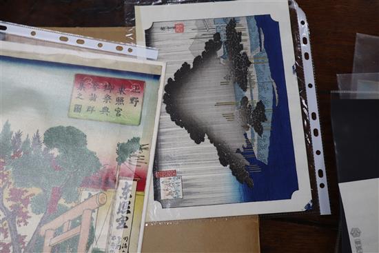 Japanese School, a group of assorted unframed woodblock prints